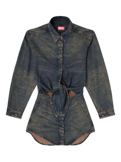 Diesel Navy Blue Mini Dress In Black