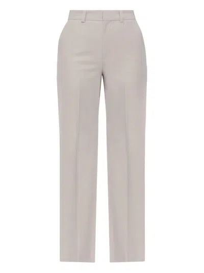 Victoria Beckham Tailored Beige Trousers With Front Fastening In Gray