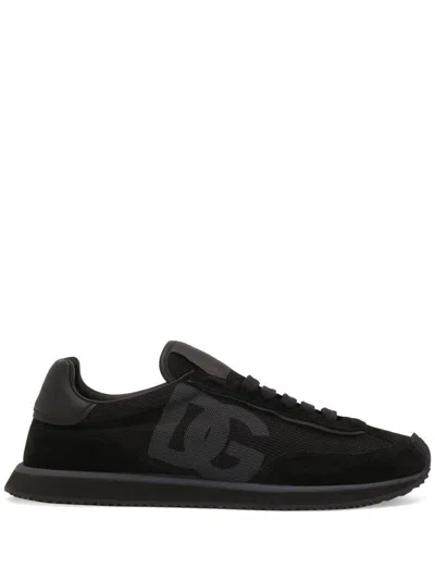 Dolce & Gabbana Low Top Sneakers Featuring Suede Accents In Black