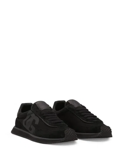 Dolce & Gabbana Low Top Sneakers Featuring Suede Accents In Black