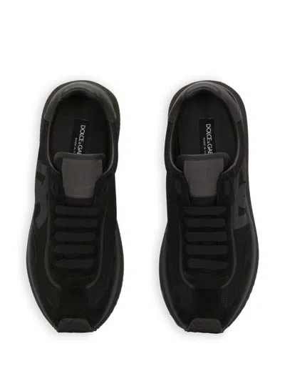 Dolce & Gabbana Low Top Sneakers Featuring Suede Accents In Black