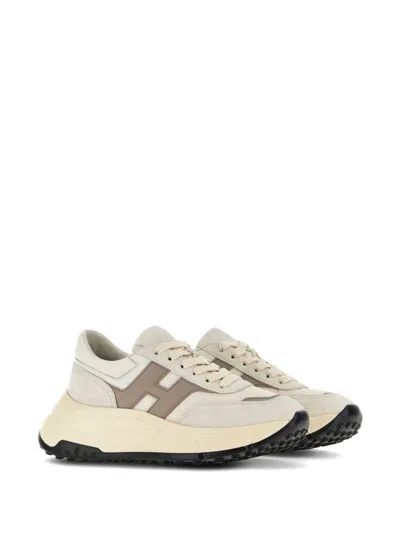Hogan Calfskin And Polyester Black Sneakers With Sole