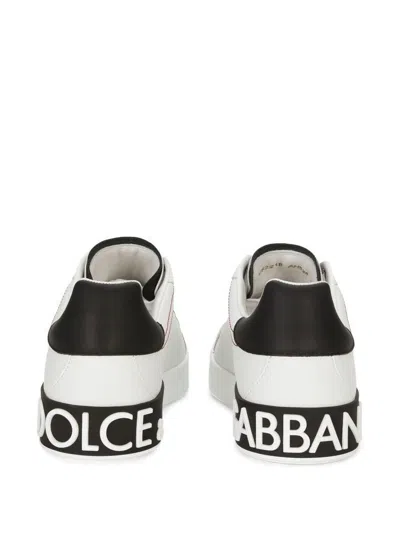 Dolce & Gabbana Portofino Leather Sneakers With Rubberized Logo Shoes