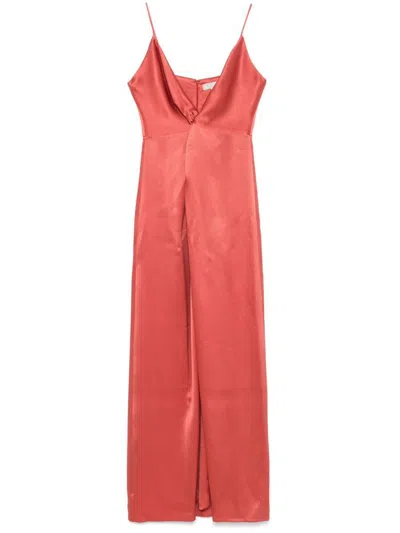 Antonelli Deep V-neck Evening Dress With Spaghetti Straps