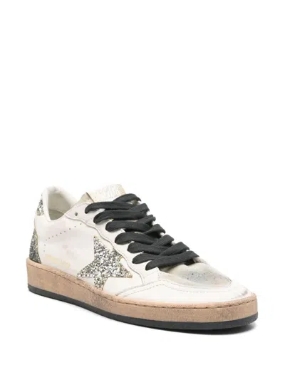 Golden Goose Ball Star Sneakers In Vintage Effect Leather And Suede With Glittered Star And Heel Tab
