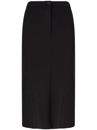 Pinko Fabric Stitch Midi Skirt With Back Slit In Black