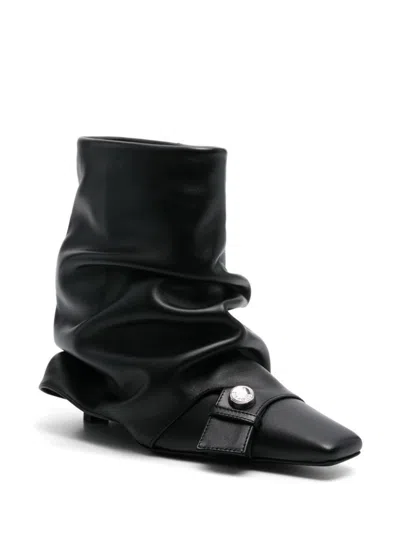 Attico The  Juno Leather Ankle Boots With Heel