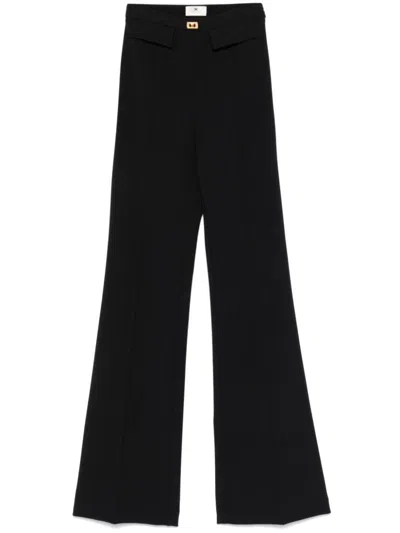 Elisabetta Franchi Black Flared Trousers With Logo