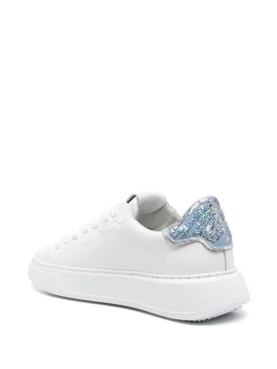 Philippe Model White 'temple' Sneakers In Leather With Paillettes