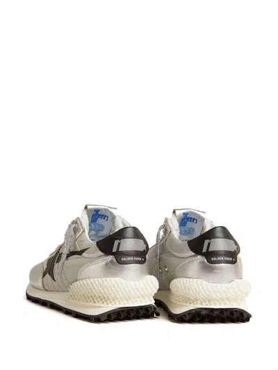Golden Goose Marathon Nylon Sneakers With Silver Ripstop And Black Star Shoes