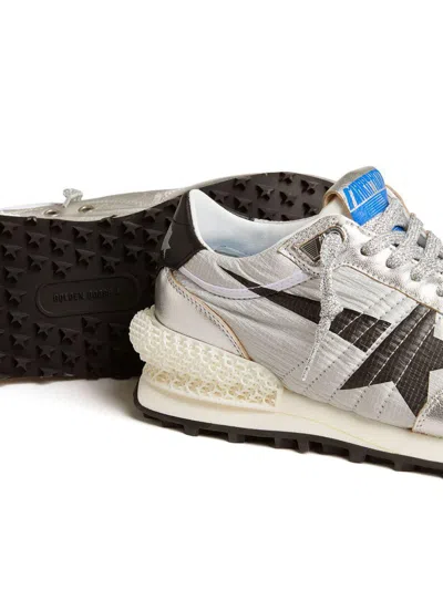 Golden Goose Marathon Nylon Sneakers With Silver Ripstop And Black Star Shoes