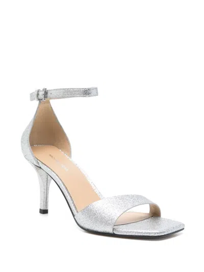 Michael Kors 'jaida' Glitter Silver-tone Heel Sandals