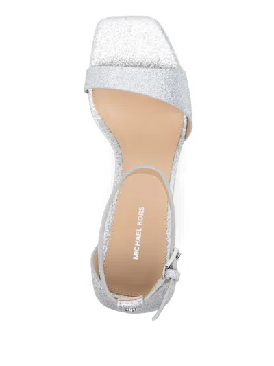 Michael Kors 'jaida' Glitter Silver-tone Heel Sandals