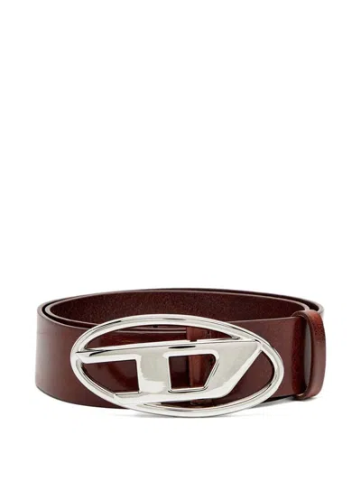 Diesel Calf Leather Belt With Logo Buckle