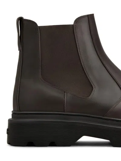 Tod's Chunky Sole Leather Ankle Boots With Elastic Panels