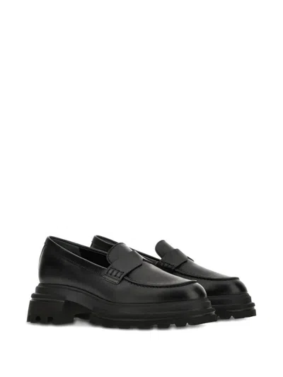 Hogan 10-storey Smooth Leather And Workwear Sole Loafers Shoes