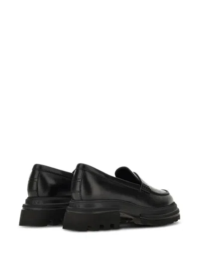 Hogan 10-storey Smooth Leather And Workwear Sole Loafers Shoes