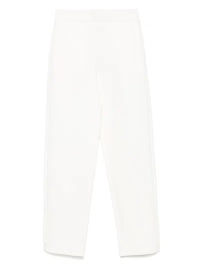 Emporio Armani Cotton Trousers With Ankle Zips And Side Slits In White