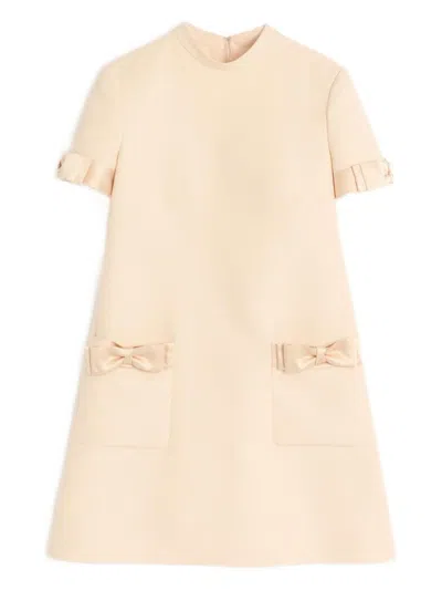 Valentino Beige Wool And Silk Short Dress In Neutral