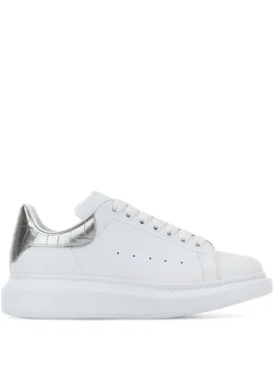 Alexander Mcqueen White Oversize Sneakers With Snake Print On The Heel In Leather Woman