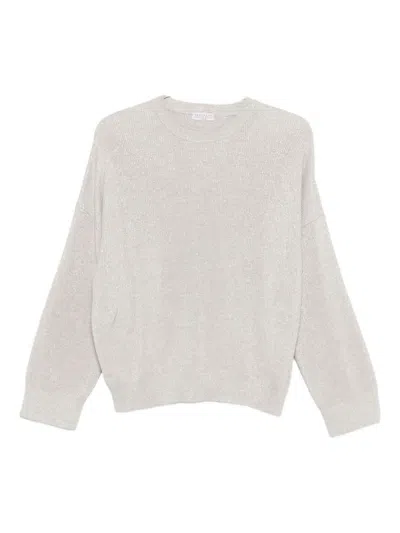 Brunello Cucinelli Ribbed Knit Crewneck Cotton Sweater