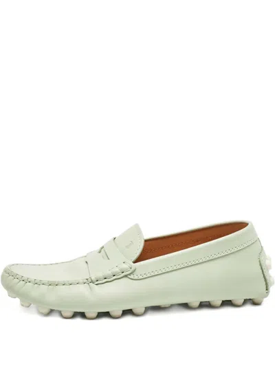 Pre-owned Tod's Vintage 2024 Leather Pebble Loafers In Green