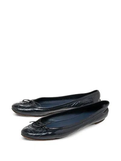Pre-owned Gucci Patent Leather Bow Ballet Flats