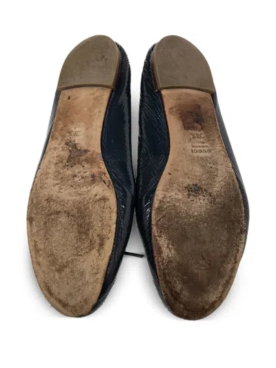 Pre-owned Gucci Patent Leather Bow Ballet Flats