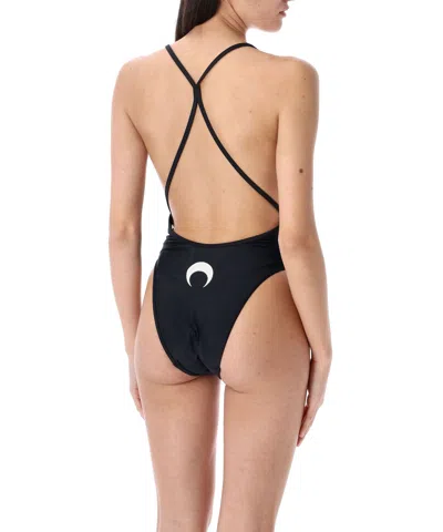 Marine Serre Black Crescent Moon Swimsuit In Black