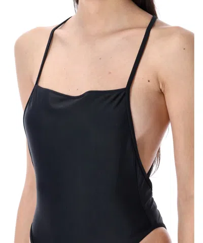 Marine Serre Black Crescent Moon Swimsuit In Black