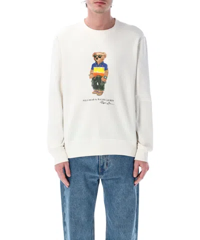 Polo Ralph Lauren White Cotton Blend Polo Bear Sweatshirt