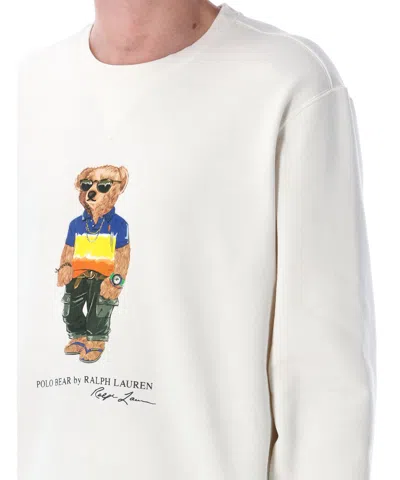 Polo Ralph Lauren White Cotton Blend Polo Bear Sweatshirt
