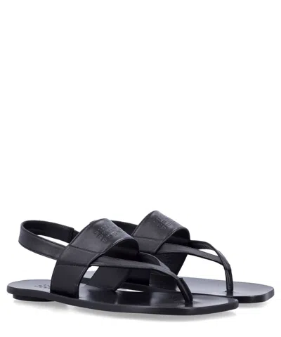 Mm6 Maison Margiela Flat Sole Open Toe Strappy Sandals In Black