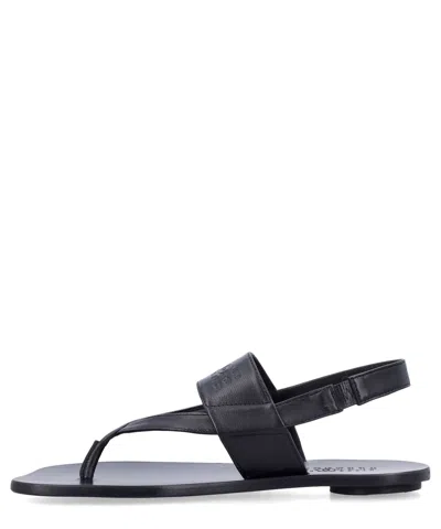 Mm6 Maison Margiela Flat Sole Open Toe Strappy Sandals In Black