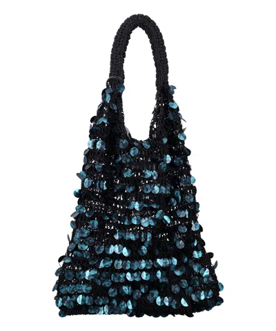 Jw Anderson J. W. Anderson Aquatic Green Sequin Hobo Bag In Black