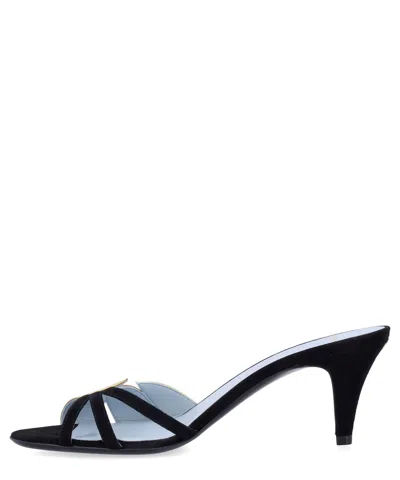 Valentino Black Slip On Heels In Black