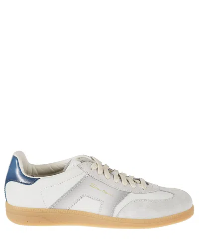 Santoni Dbs Leather And Suede Sneakers