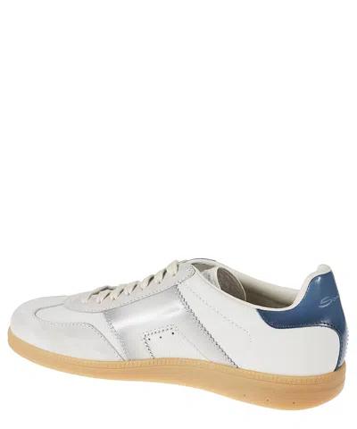 Santoni Dbs Leather And Suede Sneakers