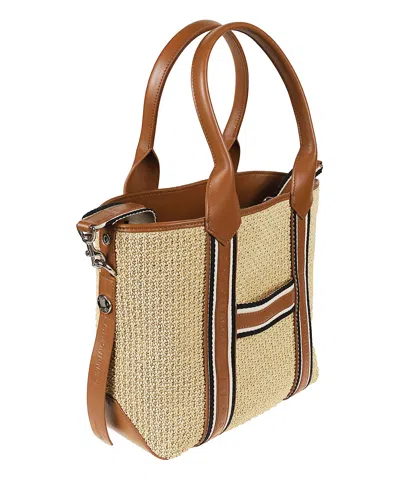 Hogan Woven Texture Tote Bag With Removable Strap In Brown