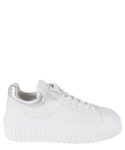Hogan Chunky Sole White Sneakers With Metallic Accents