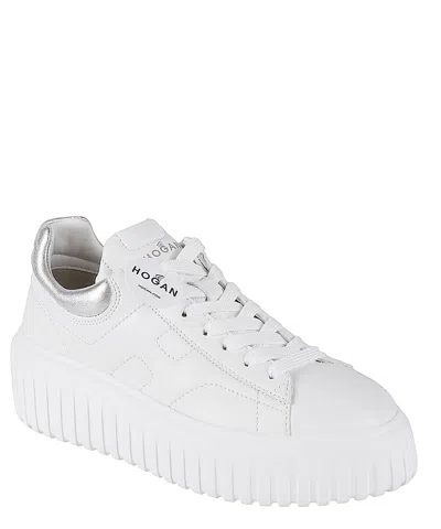Hogan Chunky Sole White Sneakers With Metallic Accents