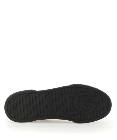 Dolce & Gabbana 'portofino' Black Low Top Sneakers With Logo Patch On The Tongue And Logo Lettering On The Side