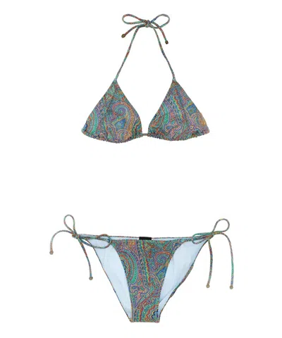 Etro Print Bikini In Blue