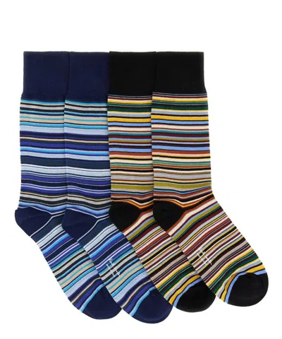 Paul Smith Signature Stripe Socks Set Of 2 Pairs In Multi