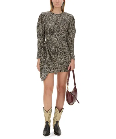 Isabel Marant Étoile Dulce Printed Gathered Minidress In Black