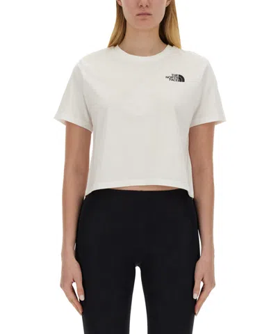 The North Face Womens Cropped Slim-fit Cotton-jersey T-shirt White