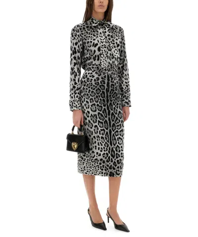 Dolce & Gabbana Leopard Print Silk Satin Shirt