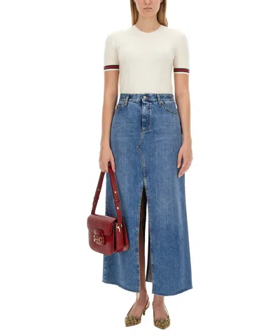 Gucci Women Extrafine Wool Sweater With Web Detail In Neutral