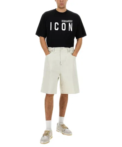Dsquared2 Dsquared Men Denim Bermuda Shorts In White