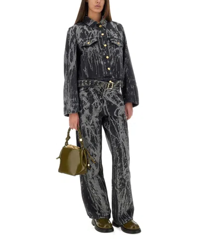 Ganni Washed Denim Belted Jacket